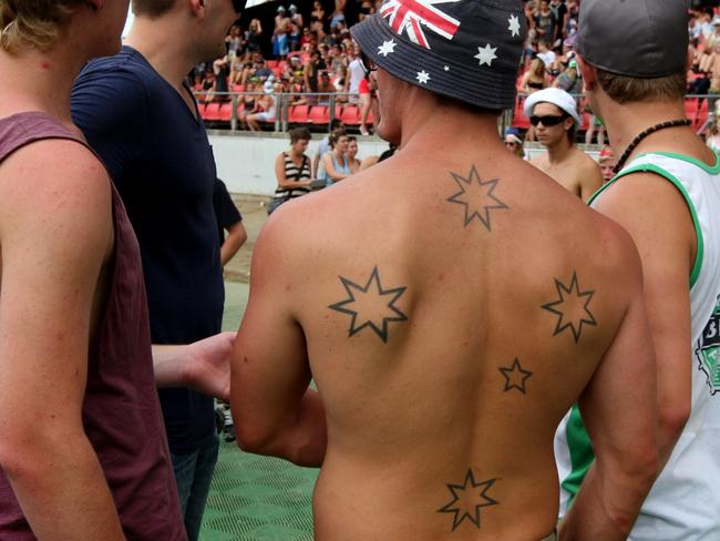 Big Day Out plays on Australia Day at Homebush in wet conditions. A shows his southern cross tattoo.