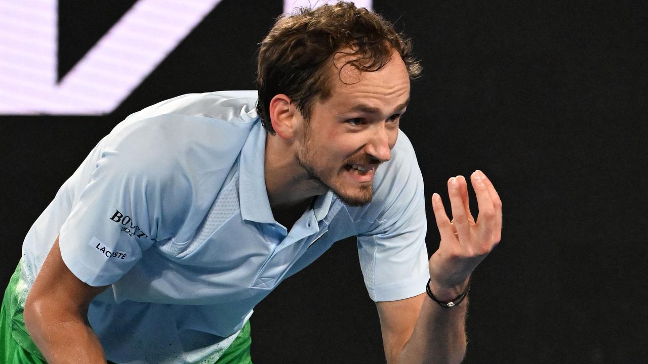 Russia's Daniil Medvedev was emotive as ever. (Photo by Paul Crock / AFP)