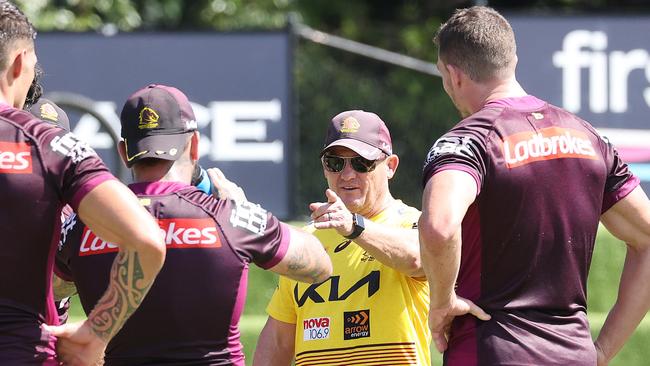 Walters runs the Broncos through their paces at training this week. Picture: Liam Kidston