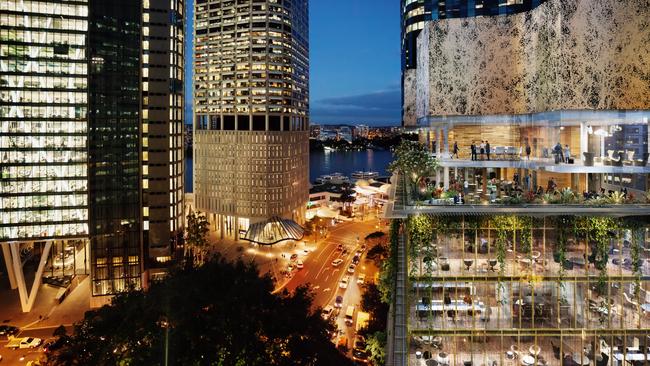 Construction underway at Dexus' new office tower in Brisbane offering boutique office space for businesses.