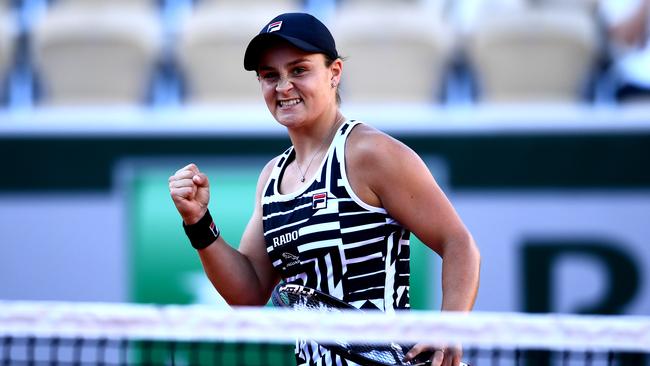 PARIS, FRANCE - JUNE 01: Ashleigh Barty of Australia celebrates victory during her ladies singles third round match against Andrea Petkovic of Germany during Day seven of the 2019 French Open at Roland Garros on June 01, 2019 in Paris, France. (Photo by Clive Mason/Getty Images)