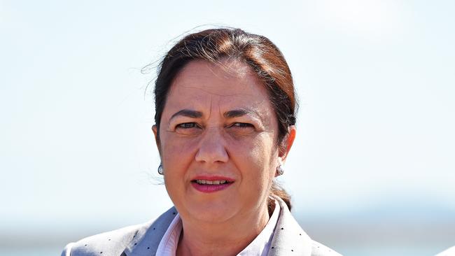 Premier Annastacia Palaszczuk addresses the media at the Port of Townsville. Picture: Zak Simmonds