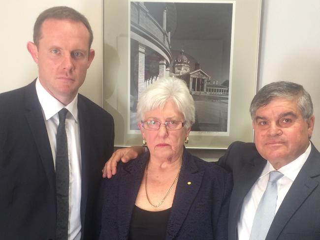 Darcy Byrne (Leichhardt), Lucille McKenna (Ashfield) and Sam Iskandar (Marrickville) on the day they were sacked as mayors.