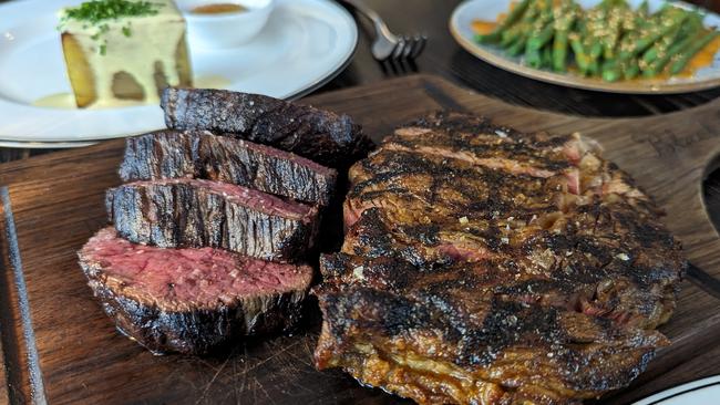 Robbins Island Wagy rump cap and Great Southern Pinnacle scotch fillet at Launceston's Black Cow Bistro. Picture: Alex Treacy