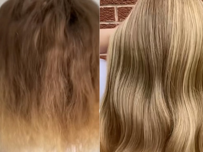 The K18 hair mask has taken TikTok by storm, with users like @coreyjackhair posting incredible before and after results. Image: TikTok / @coreyjackhair.