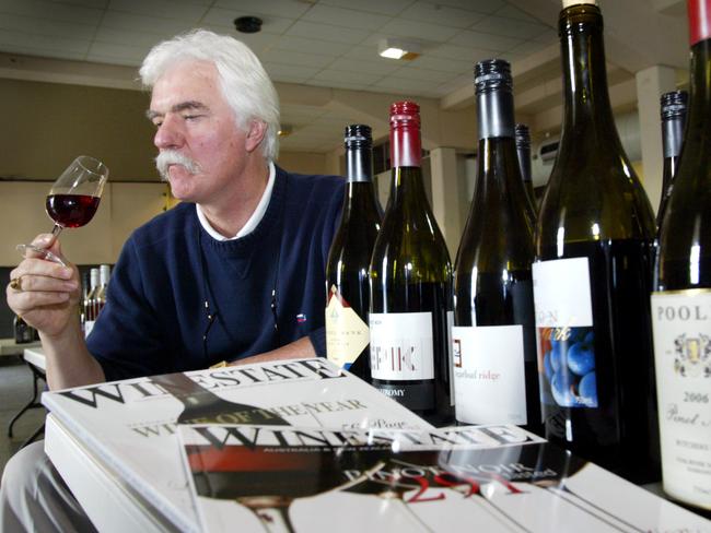 WinestatE wine magazine editor and publisher, judge and author Peter Simic, of Adelaide, judging Tasmanian wine