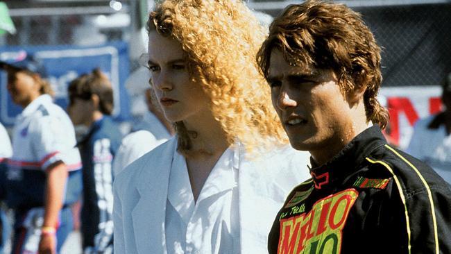 Nicole Kidman and Tom Cruise film the 1989 movie Days of Thunder. Picture: Paramount