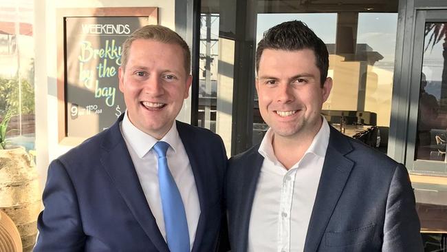 Victorian MP Brad with his twin brother Brendan Rowswell. Picture: Supplied