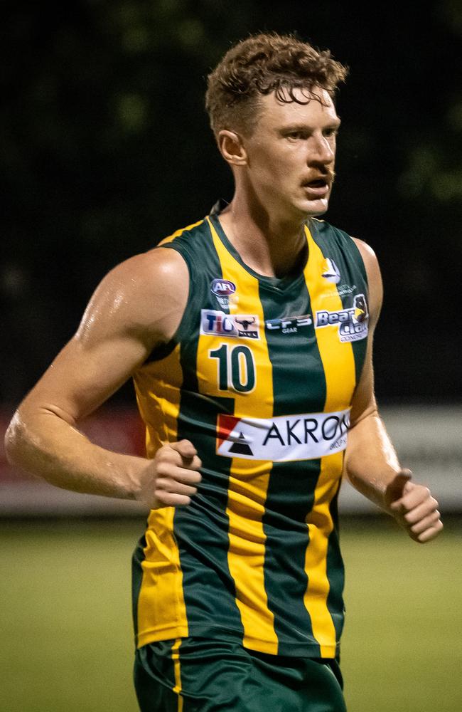 Brad Ryan has been strong in defence for PINT in the 2023-24 NTFL season. Picture: David Bradley / AFLNT Media