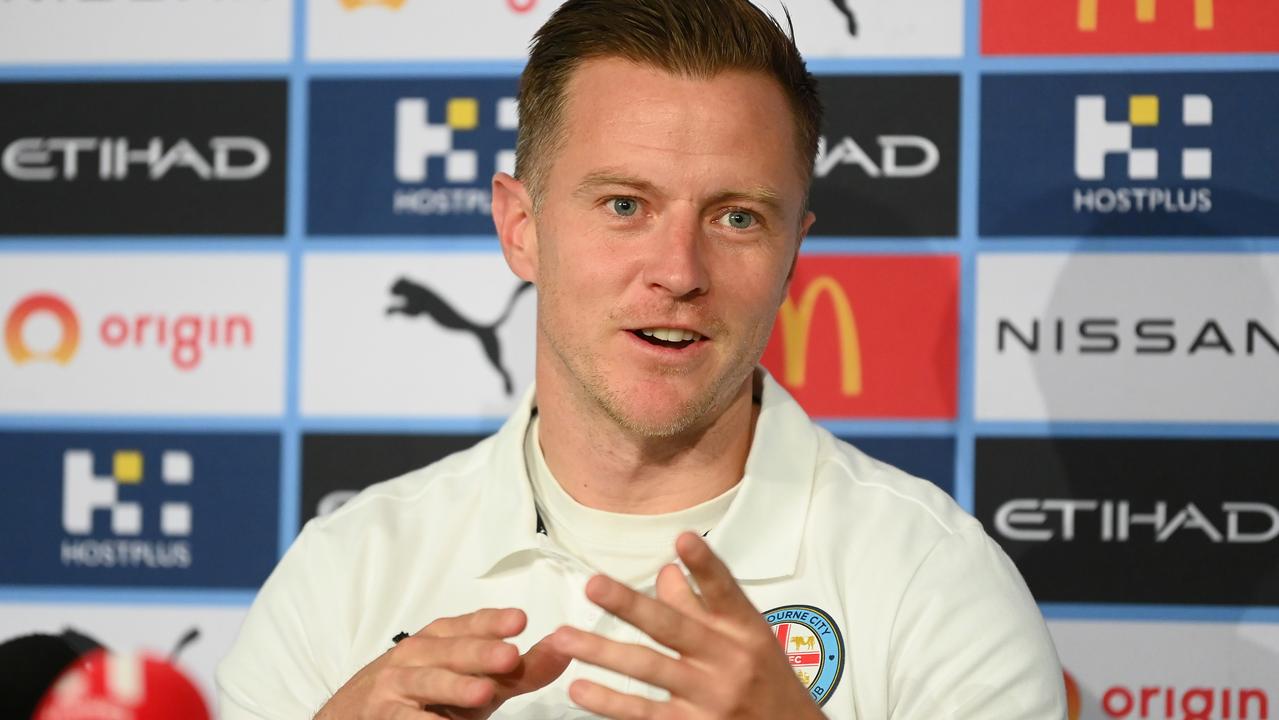 Scott Jamieson of Melbourne City talks to the media on Monday. (Photo by Quinn Rooney/Getty Images)