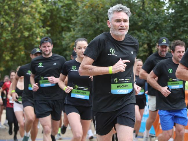 Start of the celebrity run in the Run with comedian Dave Hughes competing in the Tan. Picture: David Crosling