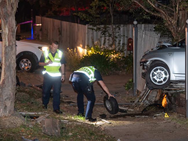 A man was rescued from a smashed car after a two-vehicle collision on Springvale Rd. Picture: Jason Edwards