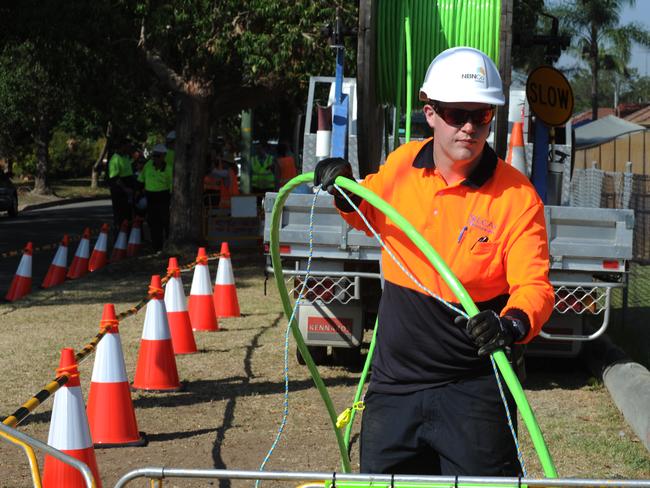 The NBN Co construction team rollout fibre in Penrith.