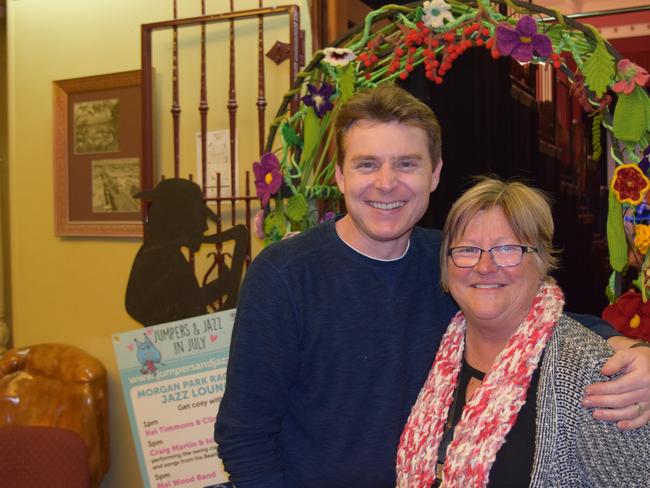 Performer Craig Martin (left) and Pam Burley at the Saturday Jazz Lounge at Warwick Town Hall for Jumpers and Jazz in July.