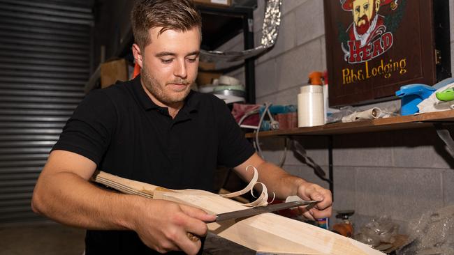 Dan Kerber is a local bat maker and plays for Darwin Cricket Club. Picture: Pema Tamang Pakhrin