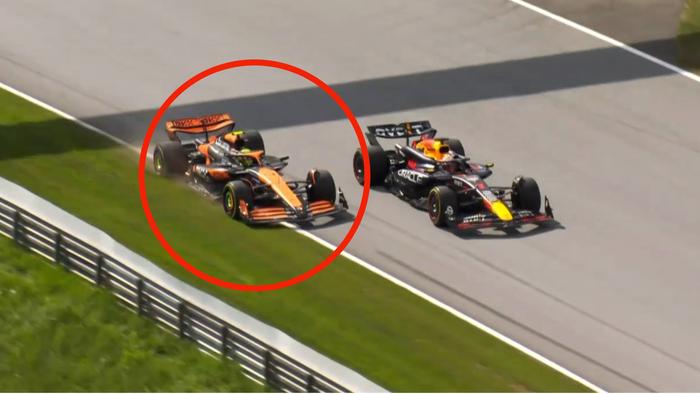 Max Verstappen appeared to run Lando Norris off the track. Picture: Supplied