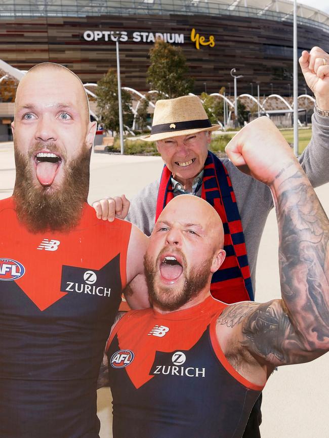 John Della is a Perth-based Demons fan, outside Optus Stadium. Picture: Trevor Collens