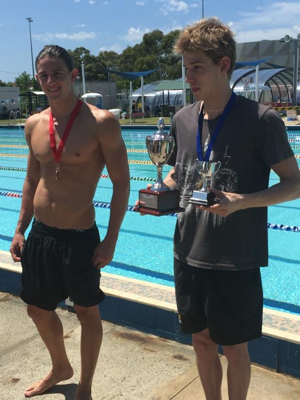 Jewish Swimming championships winners Josh Blumberg (right) with Kyron Israelson. Picture: Supplied.