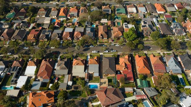 SYDNEY, AUSTRALIA - NewsWire Photos SEPTEMBER 14 2023. Generic housing & real estate house generics. Pic shows aerial view of suburban rooftops in Summer Hill, taken by drone. Picture: NCA NewsWire / Max Mason-Hubers