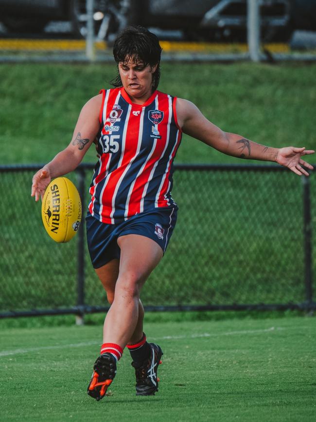 Charlize Anderson playing for Wilston Grange Gorilla in the 2024 QAFLW. Picture: Clyde Scorgie/Brooke Sleep Media.