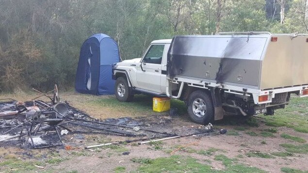 The scene at the campsite belonging to Russell Hill and Carol Clay after they went missing. Picture: ABC