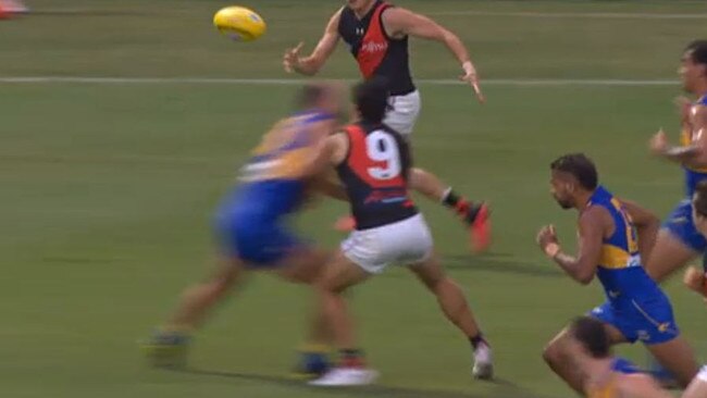 Will Schofield lays a late bump on Dylan Shiel