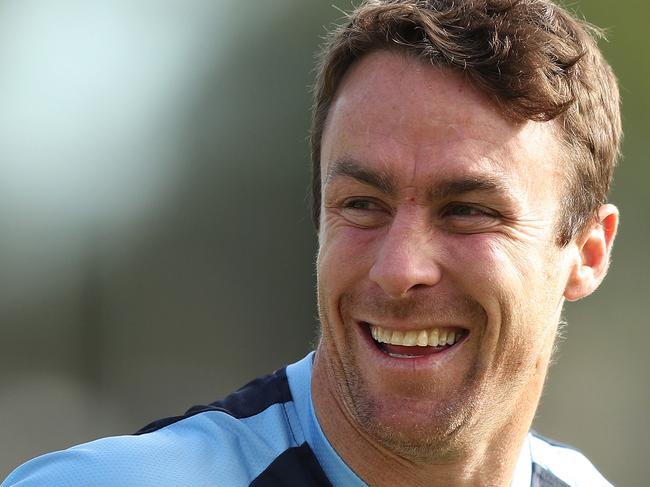 NSW's James Maloney during NSW State of Origin training at Hale School, Perth. Picture: Brett Costello