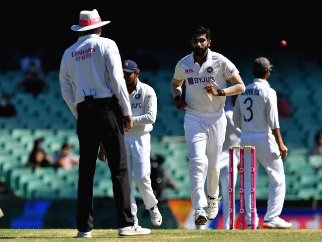 Indian paceman Jasprit Bumrah gets ready to bowl on day four of the Third Test match at SCG. Picture: AFP