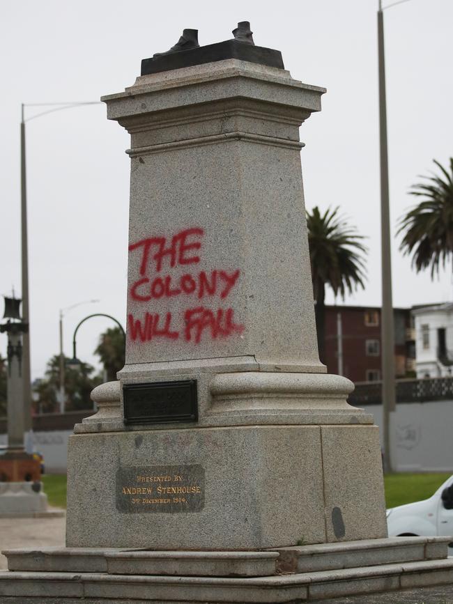 A statue of Captain Cook in St Kilda was cut down in January. Picture: David Crosling