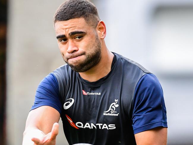 Qantas Wallabies training camp in Sydney ahead of the third Mitsubishi Estate Ireland Series Test Match at Allianz Stadium. Lukhan Tui during training at Leichhardt Oval. Photo: RUGBY.com.au/Stuart Walmsley