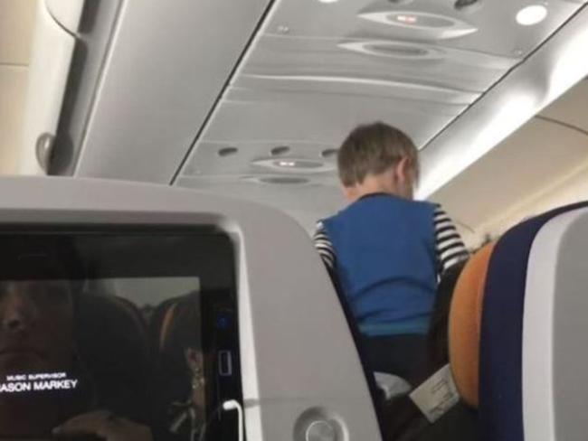 The child kept up his antics for the entire flight from Germany to the United States. Picture: AP