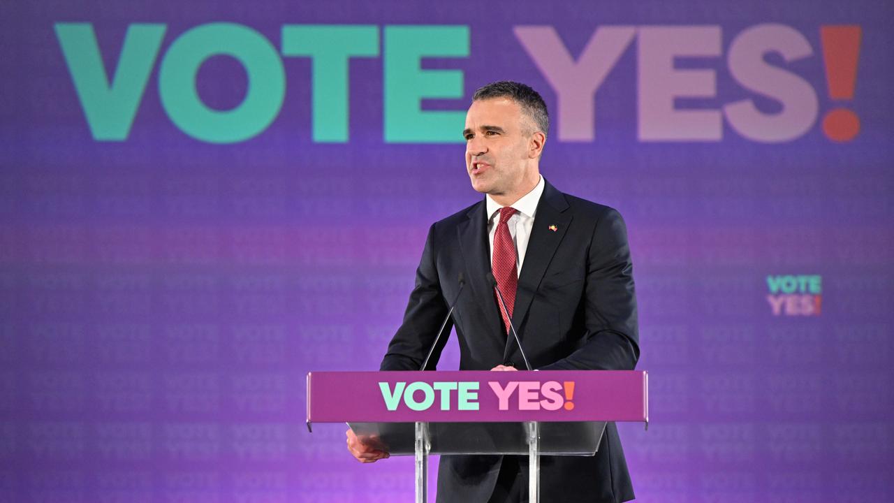 SA Premier Peter Malinauskas speaks at the Yes23 campaign launch in Adelaide. Picture: NCA NewsWire / Brenton Edwards