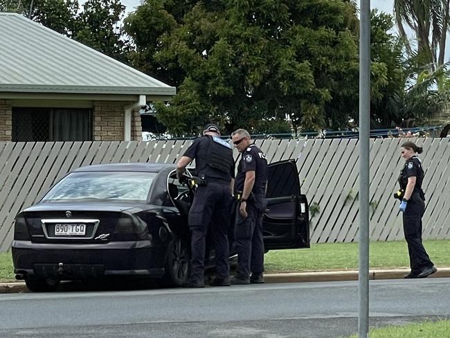 The vehicle mounted the footpath at the intersection of Kean St and Smalley St, Andergrove and a male suspect fled the scene. Photo: Fergus Gregg