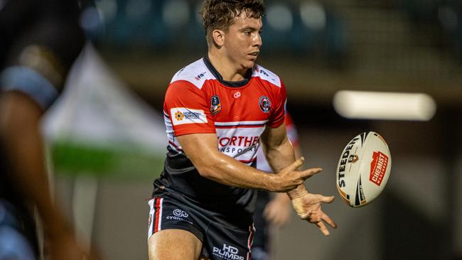 Litchfield captain Trent Wedding playing in his side's Round 1 defeat of reigning premiers Sharks in the 2024 NRL NT season. Picture: Pema Tamang Pakrhin