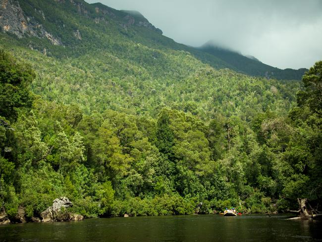 Tasmania’s Franklin River offers wild river adventure synonymous with white water rafting. Picture: Tasmanian Expeditions