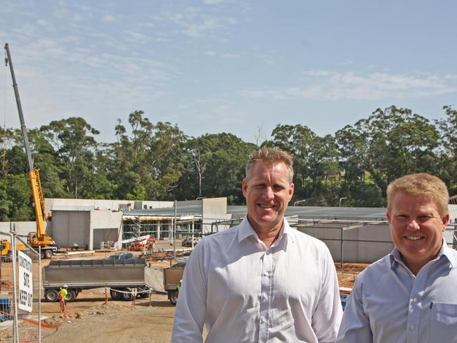 Savills Sunshine Coast's Scott Gardiner and Jason O'Meara on site at a new shopping centre being built in Buderim in 2019.