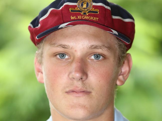 TSS First XI Cricketer Finn Smith poses for a picture. Photograph : Jason O'Brien