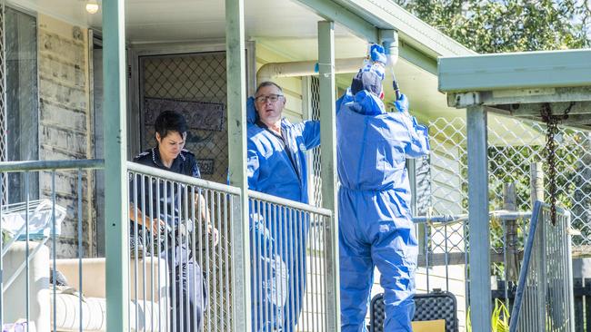 Police at the scene. Ms McIntosh died from her injuries. Picture: Richard Walker