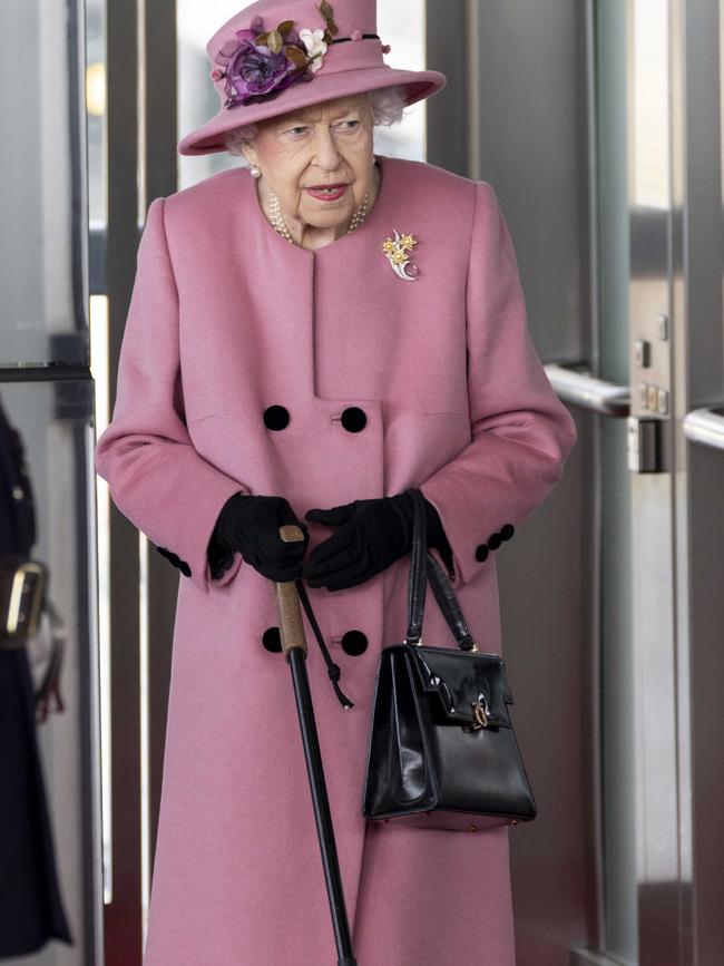 She uses a walking stick and the palace says she has ‘episodic mobility problems’. Picture: Mark Cuthbert/UK Press via Getty Images