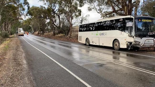 A ute and a car collided at Armagh, near Clare, on Tuesday. Picture: 7NEWS