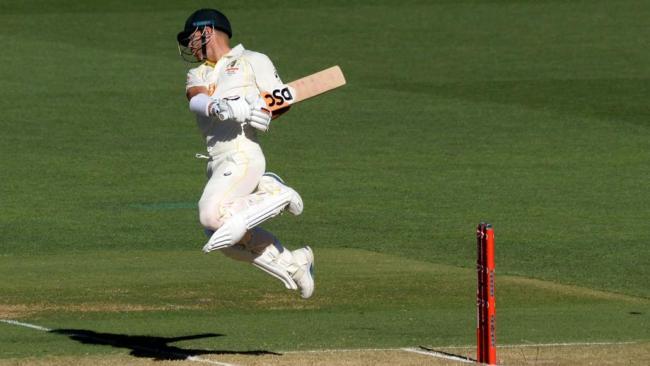 David Warner faced an early onslaught from the England pacemen.