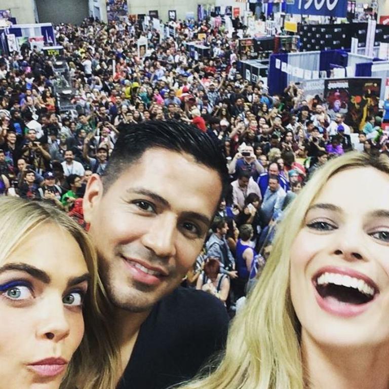 Cara Delevingne, Jay Hernandez and Margot Robbie from the cast of Suicide Squad during Comic-Con International 2016 at San Diego Convention Center on July 23, 2016. Picture: Instagram