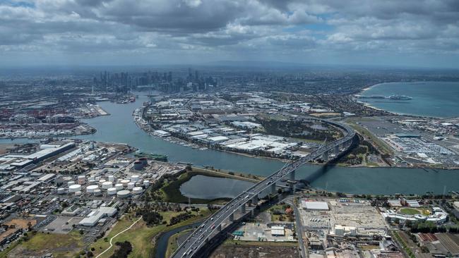 Looking at the CBD and West Gate Bridge from the west.