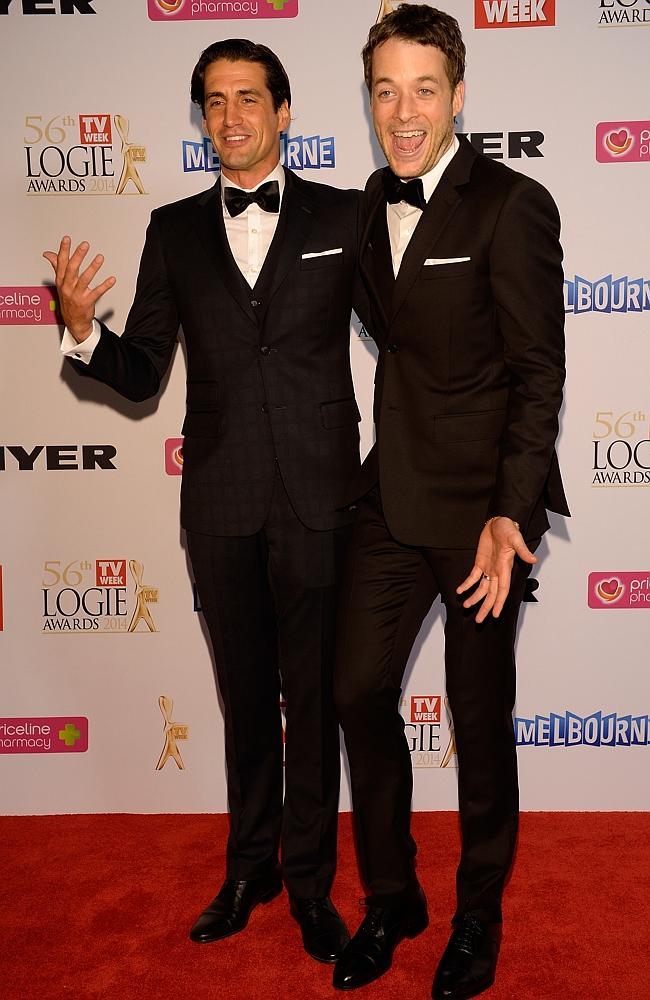 Andy Lee and Hamish Blake during the Red Carpet Arrivals ahead of the 56th TV Week Logie Awards 2014 held at Crown Casino 