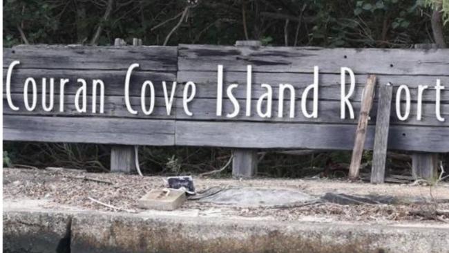 A sign for Couran Cove Island Resort, South Stradbroke Island.