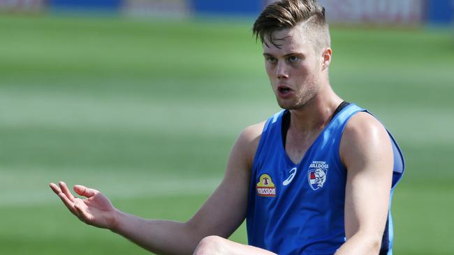 Josh Schache at Bulldogs training on Thursday. Pic: Michael Klein