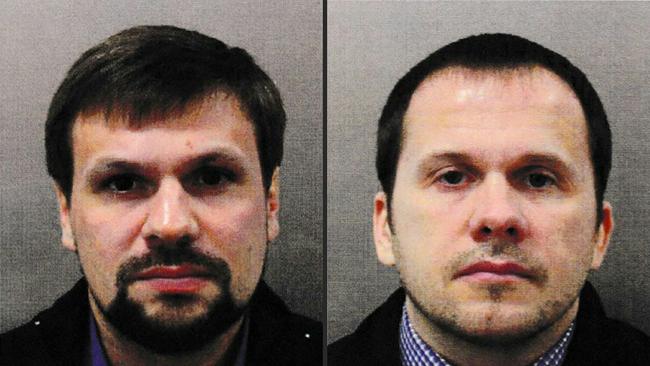 British Metropolitan Police released these images of Ruslan Boshirov and Alexander Petrov, who are wanted in connection with the nerve agent attack on former Russian spy Sergei Skripal and his daughter Yulia. Picture: AFP