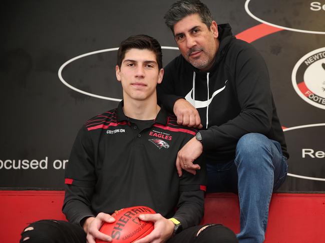 Connor Fopiani, the son of GFL icon Frank, is making making a name for himself at Newtown Chilwell in senior football. Picture: Alison Wynd