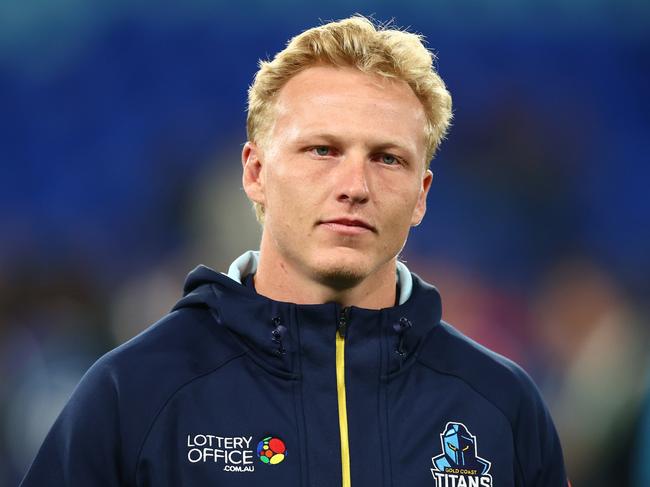 GOLD COAST, AUSTRALIA - JULY 13: Carter Gordon of the Titans looks on during the round 19 NRL match between Gold Coast Titans and Parramatta Eels at Cbus Super Stadium, on July 13, 2024, in Gold Coast, Australia. (Photo by Chris Hyde/Getty Images)