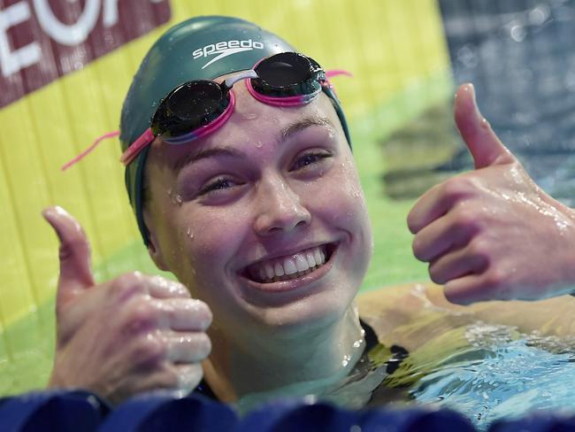 IMAGE DISTRIBUTED FOR LAPRESSE - Minna Atherton Australian swimmer at the ISL - International swimming league competition at LISD Aquatic Center on Saturday, Oct. 19, 2019, in Lewisville, TX, USA. For more information and downloadable content please visit: http://apmultimedianewsroom.com/multimedia-newsroom/partners/international-swimming-league (Marco Alpozzi/LaPresse via AP Images)